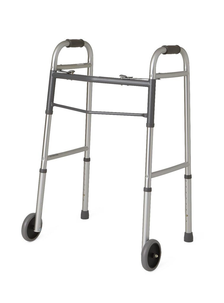 Guardian Two-Button Folding Walkers with 5" Wheels - Junior Adult - MEDability