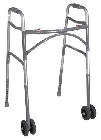 Bariatric Aluminum Folding Walker with wheels, Two Button