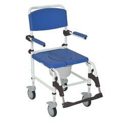 Aluminum Rehab Shower Commode Chair with Four Rear-locking Casters - MEDability